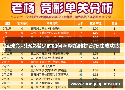 足球竞彩场次稀少时如何调整策略提高投注成功率 足球竞彩场次稀少时如何调整策略提高投注成功率